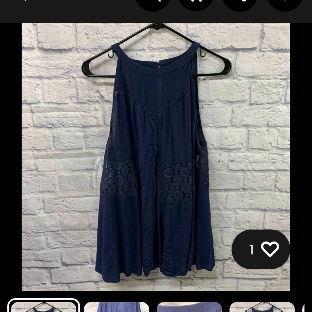 Torrid Navy Blue Lace Accent Tank Top